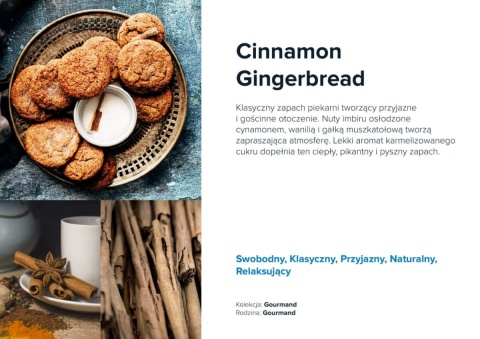 Nuty zapachowe Cinnamon Gingerbread: cynamon, imbir, nuty korzenne. Idealny na Święta.