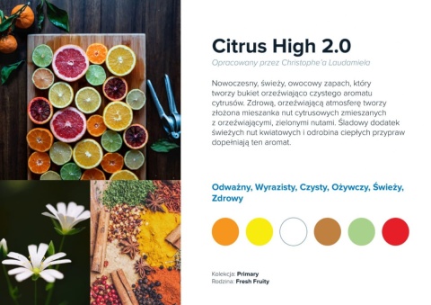 Nuty zapachowe Citrus High: limonka, grejpfrut, nuty zielone. Działanie energetyzujące.