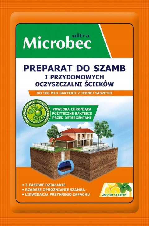 Microbec Ultra Preparat do szamb saszetka 25g - Zapach cytryny